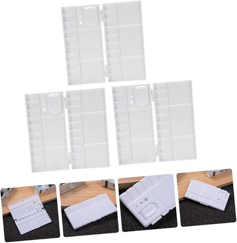 DOITOOL 3pcs Folding Plastic Watercolor Pigment Box Mixing Palette Lightweight Art Paint Mixing Trays for Watercolor Oil and Pigments in Saudi Arabia