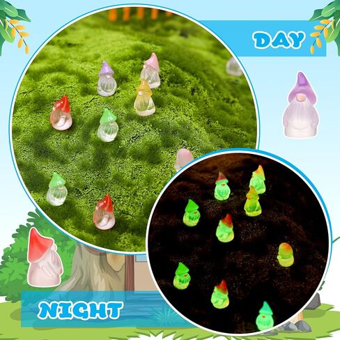 72 Pcs Luminous Mini Resin Gnomes, Tiny Gnomes Fairy Garden Statues Glow in The Dark Miniature Gnome Figurines Decor for Landscape, Outdoor, Patio, Yard, Lawn (6 Colors) in Saudi Arabia