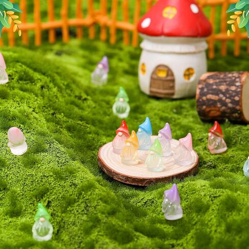 72 Pcs Luminous Mini Resin Gnomes, Tiny Gnomes Fairy Garden Statues Glow in The Dark Miniature Gnome Figurines Decor for Landscape, Outdoor, Patio, Yard, Lawn (6 Colors) in Saudi Arabia