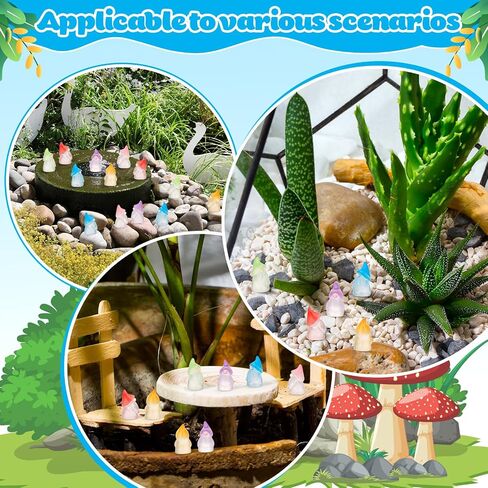 72 Pcs Luminous Mini Resin Gnomes, Tiny Gnomes Fairy Garden Statues Glow in The Dark Miniature Gnome Figurines Decor for Landscape, Outdoor, Patio, Yard, Lawn (6 Colors) in Saudi Arabia