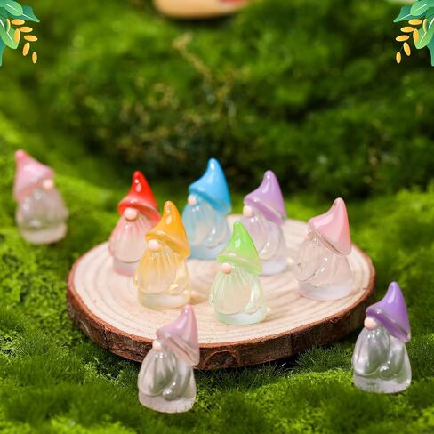 72 Pcs Luminous Mini Resin Gnomes, Tiny Gnomes Fairy Garden Statues Glow in The Dark Miniature Gnome Figurines Decor for Landscape, Outdoor, Patio, Yard, Lawn (6 Colors) in Saudi Arabia