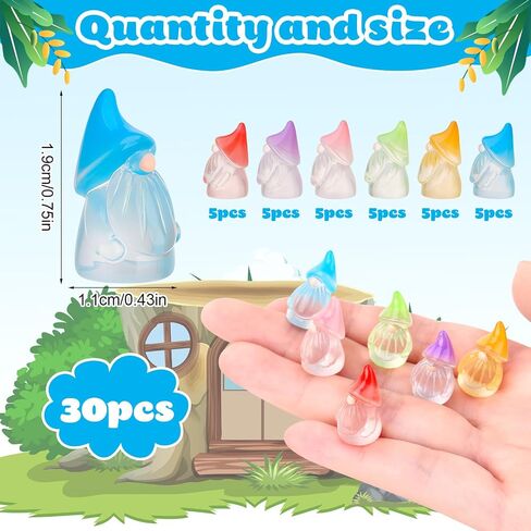 72 Pcs Luminous Mini Resin Gnomes, Tiny Gnomes Fairy Garden Statues Glow in The Dark Miniature Gnome Figurines Decor for Landscape, Outdoor, Patio, Yard, Lawn (6 Colors) in Saudi Arabia