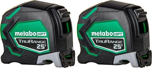 Metabo HPT 25 Ft Tape Measure, 17-Ft Reach & 14-Ft Standout, Wire Belt Clip and Lanyard Attachment, 1/8-Inch Incremental Fractions, Manual Blade Stop, TruRangeTM, 115925M in Saudi Arabia