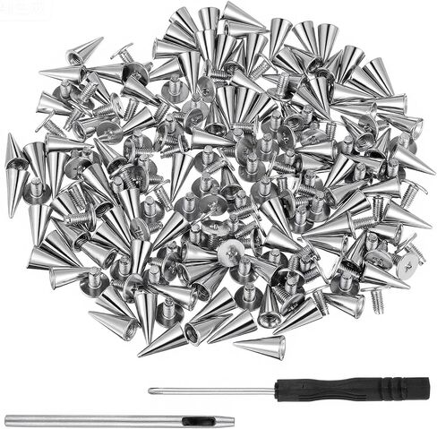 Spikes for Clothes 100 Sets Studs and Spikes Kit 12mm Metal Studs for Clothing, Shoes Belts Bags Hats Crafts Screwback Stud for DIY Leathercraft Decoration Punk Rock Style Clothing Accessories in Saudi Arabia