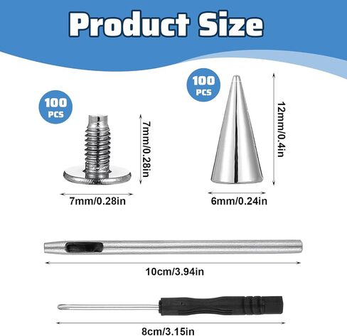 Spikes for Clothes 100 Sets Studs and Spikes Kit 12mm Metal Studs for Clothing, Shoes Belts Bags Hats Crafts Screwback Stud for DIY Leathercraft Decoration Punk Rock Style Clothing Accessories in Saudi Arabia
