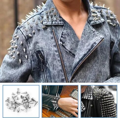 Spikes for Clothes 100 Sets Studs and Spikes Kit 12mm Metal Studs for Clothing, Shoes Belts Bags Hats Crafts Screwback Stud for DIY Leathercraft Decoration Punk Rock Style Clothing Accessories in Saudi Arabia