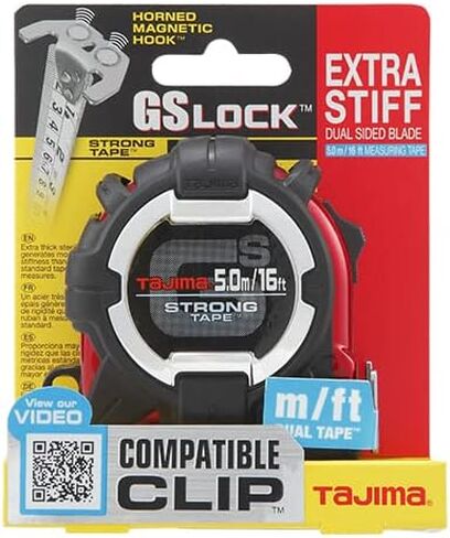 TAJIMA GS-Lock Tape Measure - 16ft x 1in Tape Measure with Compatible Clip & Horned Magnetic Hook - GS-MC16BW in Saudi Arabia