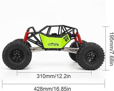 1/10 RC Car 310mm Wheelbase Rock Buggy Frame هيكل مع قفص لفة أنبوب النايلون لـ 1/10 RC Crawler Car SCX10 90046 TRX4 (مع عجلات ، أخضر) in Saudi Arabia