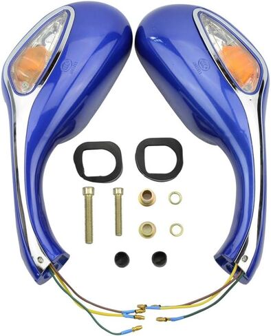 GOOFIT 8mm Motorcycle Rear View Mirror for GY6 50cc 125cc 150cc 250cc Scooter Moped Blue in Saudi Arabia