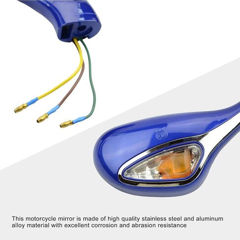 GOOFIT 8mm Motorcycle Rear View Mirror for GY6 50cc 125cc 150cc 250cc Scooter Moped Blue in Saudi Arabia