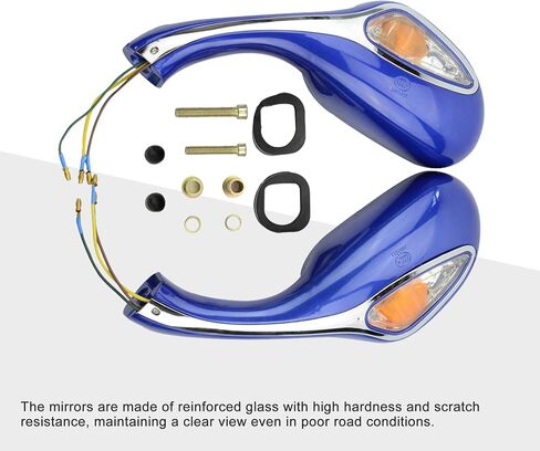 GOOFIT 8mm Motorcycle Rear View Mirror for GY6 50cc 125cc 150cc 250cc Scooter Moped Blue in Saudi Arabia