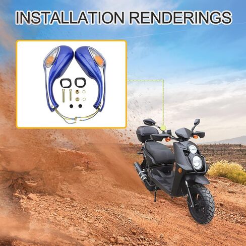 GOOFIT 8mm Motorcycle Rear View Mirror for GY6 50cc 125cc 150cc 250cc Scooter Moped Blue in Saudi Arabia