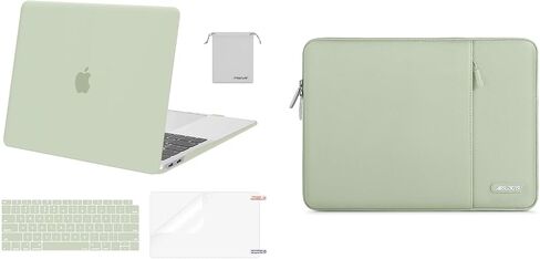 Mosiso متوافق مع MacBook Air 13 بوصة Case 2022-2018 A2337 M1 A2179 A1932 ، قشرة صلبة بلاستيكية وحقيبة الأكمام الرأسية مع غطاء الجيب وغطاء لوحة المفاتيح وحامي الشاشة وحقيبة التخزين ، Sage Green in Saudi Arabia