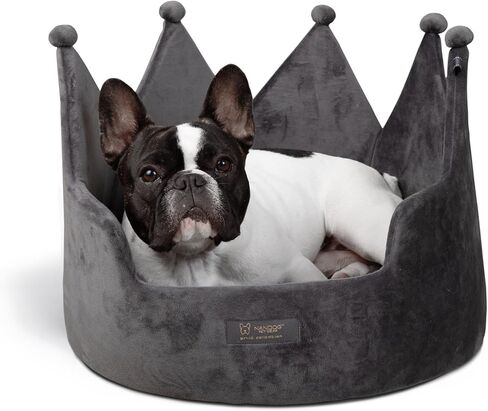 NANDOG Pet Gear Crown Cozy Round Dog and Cat Bed Collection Washable Indoor Pet Bed for Small Breeds -Soft Bed Fits in Crate or Kennel - Made of Ultra Soft Micro-Plush Material (Royal Ivory Prive 18") in Kuwait