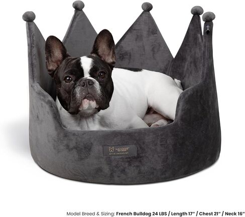 NANDOG Pet Gear Crown Cozy Round Dog and Cat Bed Collection Washable Indoor Pet Bed for Small Breeds -Soft Bed Fits in Crate or Kennel - Made of Ultra Soft Micro-Plush Material (Royal Ivory Prive 18") in Kuwait
