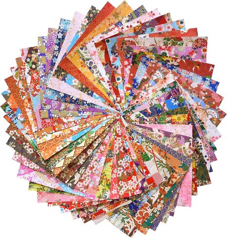 50 Origami Paper Yuzen Washi Paper Different Patterns Japanese Print 3x3 inches for Wedding Decor Japanese Designs, Mixed Patterns for Origami, Scrapbooking, DIY Gifts Origamipolly in Saudi Arabia
