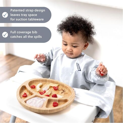 مريلة بيبيدو بأكمام طويلة - للرضع والأطفال الصغار من عمر 6 إلى 36 عامًا. مريلة تغذية الأطفال مقاومة للفوضى يتم ربطها بالكراسي العالية وكراسي الدفع والطاولات. مقاومة للماء بنسبة 100%، ويمكن غسلها في الغسالة in Kuwait
