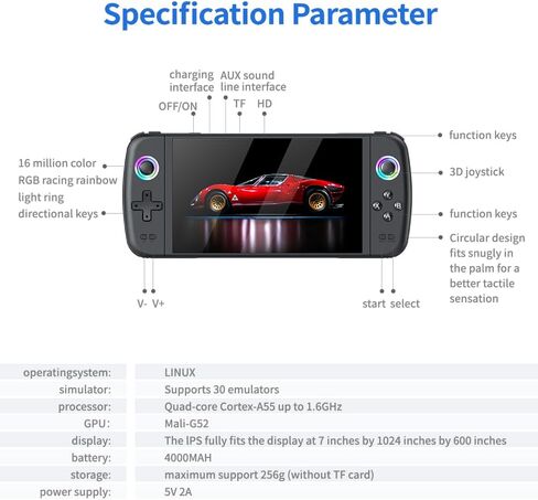 وحدة تحكم لعبة M27 الجديدة المحمولة ، ألعاب Android المحمولة على شاشة IPS 7 بوصة محمولة محمولة محمولة ، 128G مع 30000 لعبة ، نظام Linux ، Arcade Mini Pocket (Green ، 128g) in Saudi Arabia