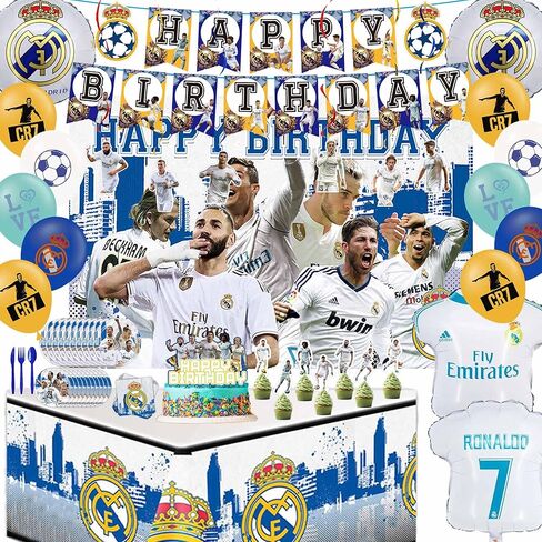 Football Themed Kids Birthday Party Decorations Set - Balloons, Banner, Tablecloth, Stickers - Football Theme Party Supplies in Saudi Arabia