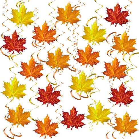 36 Pieces Fall Leaves Hanging Swirls Maple Leaves Swirls Decorations Fall Thanksgiving Ceiling Hanging Decorations for Home Autumn Thanksgiving Harvest Decor Party Supplies in Saudi Arabia