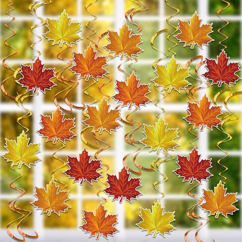36 Pieces Fall Leaves Hanging Swirls Maple Leaves Swirls Decorations Fall Thanksgiving Ceiling Hanging Decorations for Home Autumn Thanksgiving Harvest Decor Party Supplies in Saudi Arabia