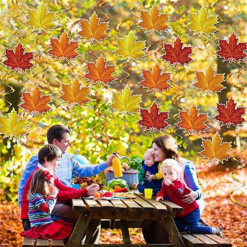 36 Pieces Fall Leaves Hanging Swirls Maple Leaves Swirls Decorations Fall Thanksgiving Ceiling Hanging Decorations for Home Autumn Thanksgiving Harvest Decor Party Supplies in Saudi Arabia