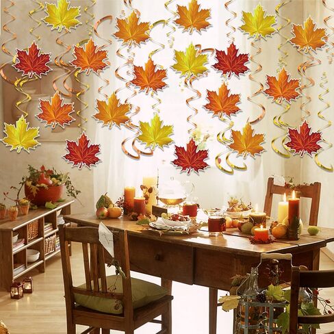36 Pieces Fall Leaves Hanging Swirls Maple Leaves Swirls Decorations Fall Thanksgiving Ceiling Hanging Decorations for Home Autumn Thanksgiving Harvest Decor Party Supplies in Saudi Arabia