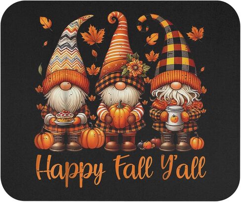 Fall Gnome Mouse Pad – Cozy Desk Decor, 'Happy Fall Y'all' Design, Square Foam Pad with Non-Slip Rubber Base in Saudi Arabia