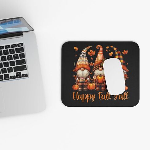 Fall Gnome Mouse Pad – Cozy Desk Decor, 'Happy Fall Y'all' Design, Square Foam Pad with Non-Slip Rubber Base in Saudi Arabia
