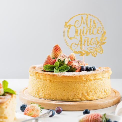 2PCS Mis Quince Anos Cake Topper, Gold 15th Birthday Cake Topper Feliz 15 Años Hello 15 Cake Mis 15 Años Decoration for 15th Birthday Cakes Party Decor in Kuwait