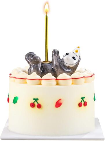 Otter Cake Topper Animal Birthday Party Decorations Ceramic Cute Cake Topper Reusable Candlestick Holder Mini Animal Sea Birthday Party Supply for Baby Shower Celebration, Fits 5-7 mm Candle in Saudi Arabia