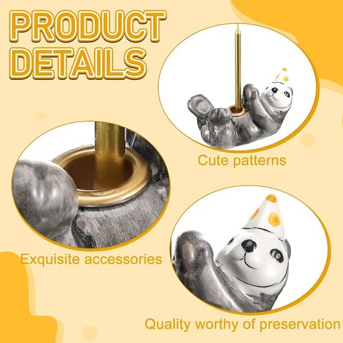 Otter Cake Topper Animal Birthday Party Decorations Ceramic Cute Cake Topper Reusable Candlestick Holder Mini Animal Sea Birthday Party Supply for Baby Shower Celebration, Fits 5-7 mm Candle in Saudi Arabia