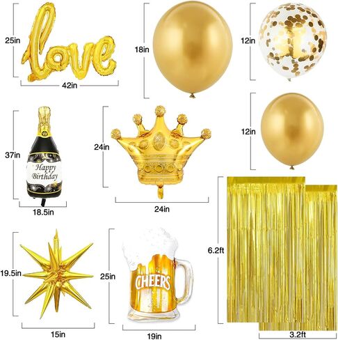 Pink Birthday Decorations for Women, Happy Birthday Banner, Rose Gold Fringe Curtain with Latex & Confetti Balloons, with Love, Crown, Lipstick, Wine Glass Foil Balloons for Girl Birthday Party in Saudi Arabia