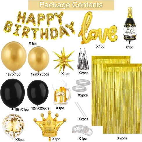 Pink Birthday Decorations for Women, Happy Birthday Banner, Rose Gold Fringe Curtain with Latex & Confetti Balloons, with Love, Crown, Lipstick, Wine Glass Foil Balloons for Girl Birthday Party in Saudi Arabia