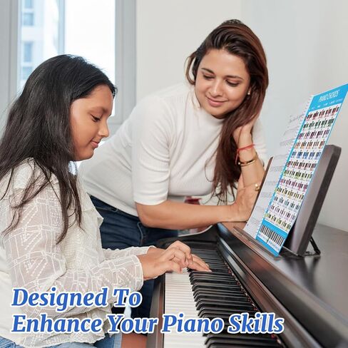 HJZHII 2PCS PIANO CORDS CORDS POSTER ، 8.3 × 11.8 بوصة مخطط نظرية الموسيقى مع دائرة من خامس Cheatsheet Note Comploy Poster Key Key Poster لمشغلات Piano Players Beginners Essential Hompts in Kuwait