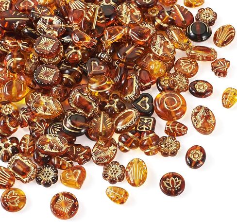 90pcs بني بني متنوع حبات أكريليك عشوائي زهرة القلب ورقة الفضاعة الفضفاض in Kuwait