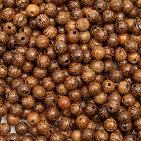 Kzyzpi 1000pcs حبات خشبية 6 مم بني داكن جولة الخشب حبات مخططة فضفاضة طبيعية للحرف اليدوية المستخدمة لصنع المجوهرات DIY (6 مم) in Kuwait