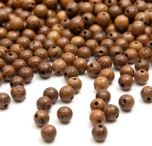 Kzyzpi 1000pcs حبات خشبية 6 مم بني داكن جولة الخشب حبات مخططة فضفاضة طبيعية للحرف اليدوية المستخدمة لصنع المجوهرات DIY (6 مم) in Kuwait