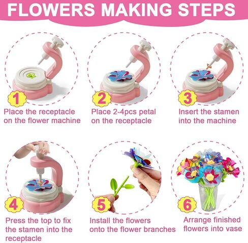 BEFANTST DIY Fabric Flower Craft Kit ، الفنون والحرف للأطفال 4-6 ، لا غراء مطلوب تعليمية إبداعية إبداعية مصنوعة يدويًا ألعاب مجموعة أدوات الأزهار للبنات هدية عيد الميلاد هدية عيد الميلاد in Kuwait
