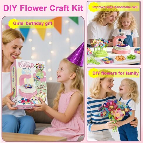 BEFANTST DIY Fabric Flower Craft Kit ، الفنون والحرف للأطفال 4-6 ، لا غراء مطلوب تعليمية إبداعية إبداعية مصنوعة يدويًا ألعاب مجموعة أدوات الأزهار للبنات هدية عيد الميلاد هدية عيد الميلاد in Kuwait