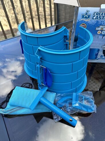 Create A Castle Sandcastle Kit as Seen on Shark Tank, 4 Piece Outdoor Beach Toy Set for Kids and Adults, Towers, Building Tools, Portable Mesh Storage Backpack - Basic Blue in Saudi Arabia