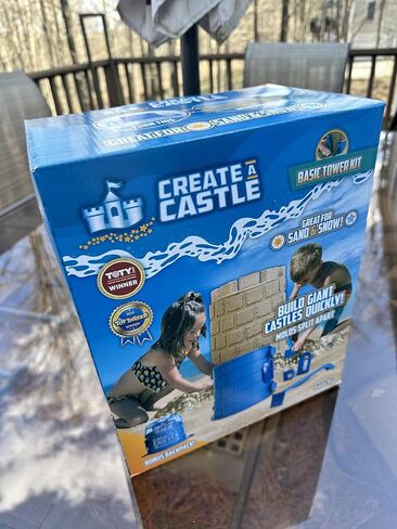 Create A Castle Sandcastle Kit as Seen on Shark Tank, 4 Piece Outdoor Beach Toy Set for Kids and Adults, Towers, Building Tools, Portable Mesh Storage Backpack - Basic Blue in Saudi Arabia