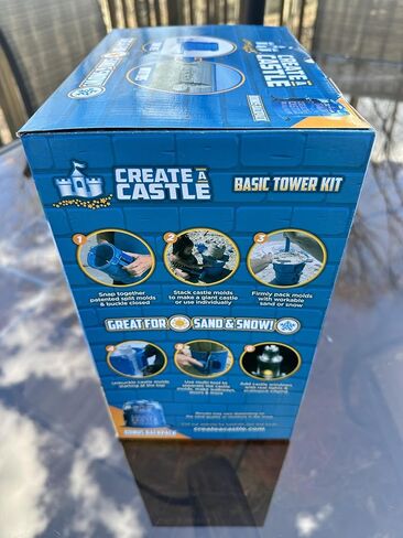 Create A Castle Sandcastle Kit as Seen on Shark Tank, 4 Piece Outdoor Beach Toy Set for Kids and Adults, Towers, Building Tools, Portable Mesh Storage Backpack - Basic Blue in Saudi Arabia