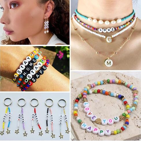 360Pcs 4X7mm Acrylic Letter Beads for Jewelry Making - White Round Vowel Letter E Beads for Bracelets, Necklaces, DIY Crafts in Saudi Arabia