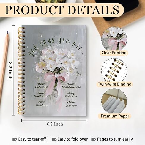 huester God Says You Are Christian Notebook Journal, Floral Bible Journal for Women, Prayer Notebooks for Note Taking, Inspirational Christian Gifts for Women Hardcover Spiral Notebook, 5.5x8.3 Inch 748-HL-Book in Saudi Arabia