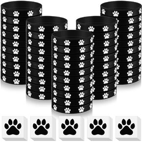 Soulchen 50 Pcs Paw Print Silicone Bracelets with 100pcs Dog Paw Sticker Rubber Wristbands for Birthday Puppy Animal Baby Shower Party Decorations Supplies Accessories Goodie Bag Favor(Blue) in Kuwait
