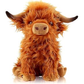 Highland Cow Stuffed Animal Toy, Cute Fluffy Highland Cow Plush Farm Cow Plushies Decor Gifts for Kids (Brown) in Saudi Arabia