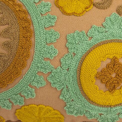 Creative Co-Op Round Floral Cotton and Sherpa Pet Bed with Removable Cover, Taupe, Green and Mint in Saudi Arabia