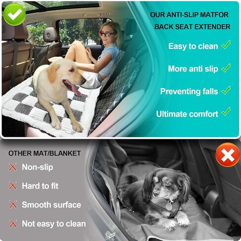 Backseat Pet Bed Mat, Dogs Bed for Car Back Seat, Non-Slip and Anti-Chew Travel Dog Bed, Plush Dog Bed Cover, Easy to Clean, Suitable for Laying on Sofas SUVs Sedans, Trucks (Grey&White) in Saudi Arabia