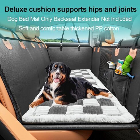 Backseat Pet Bed Mat, Dogs Bed for Car Back Seat, Non-Slip and Anti-Chew Travel Dog Bed, Plush Dog Bed Cover, Easy to Clean, Suitable for Laying on Sofas SUVs Sedans, Trucks (Grey&White) in Saudi Arabia